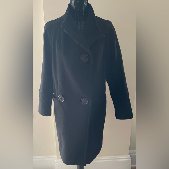 Vintage ELECTRE PARIS Black Virgin Wool Coat - Picture 1 of 13